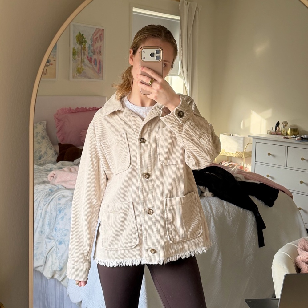 Hollister Beige Corduroy Button-Front Jacket